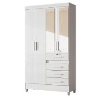 Guarda Roupa Com Espelho Infantil Sobral Com Cômoda Vênus Com Pés E Multiuso Jade Branco Brilho - Moval - 10