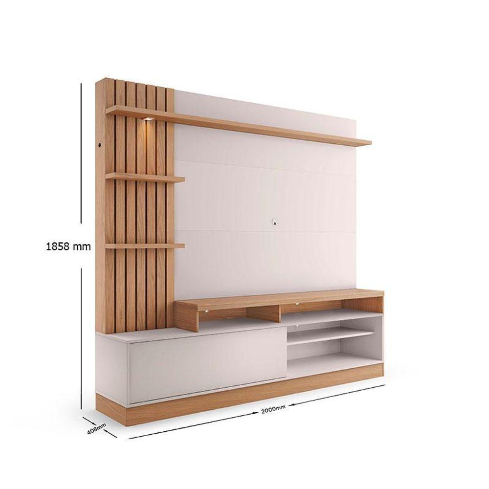 Estante Home Theater Maceió Com Pés Freijó Off White Com Mesa De Centro Jeri Off White Freijó - Colibri - 4