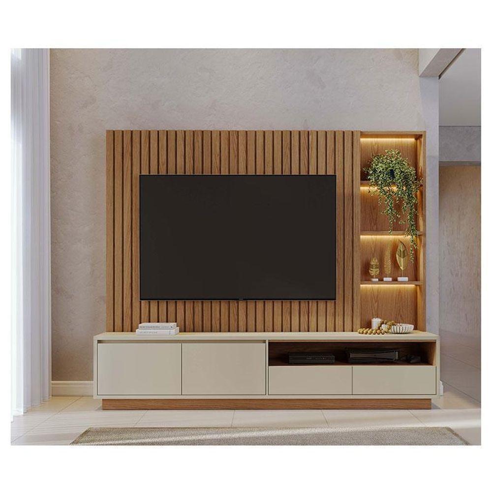 Estante Home Theater Ambiente Cancún Freijó Off White Matte - Colibri - 2