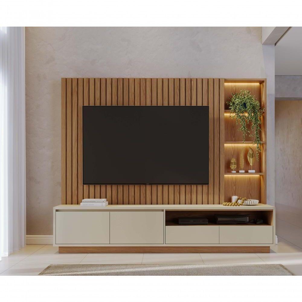 Estante Home Theater Ambiente Cancún Freijó Off White Matte - Colibri - 8