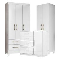Guarda Roupa Infantil Lima Com Cômoda Vênus E Armário Multiuso New íris Branco Brilho - Moval - 1