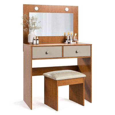 Penteadeira Camarim E Banqueta Maia Com Almofada Freijó Mani - Luapa Móveis