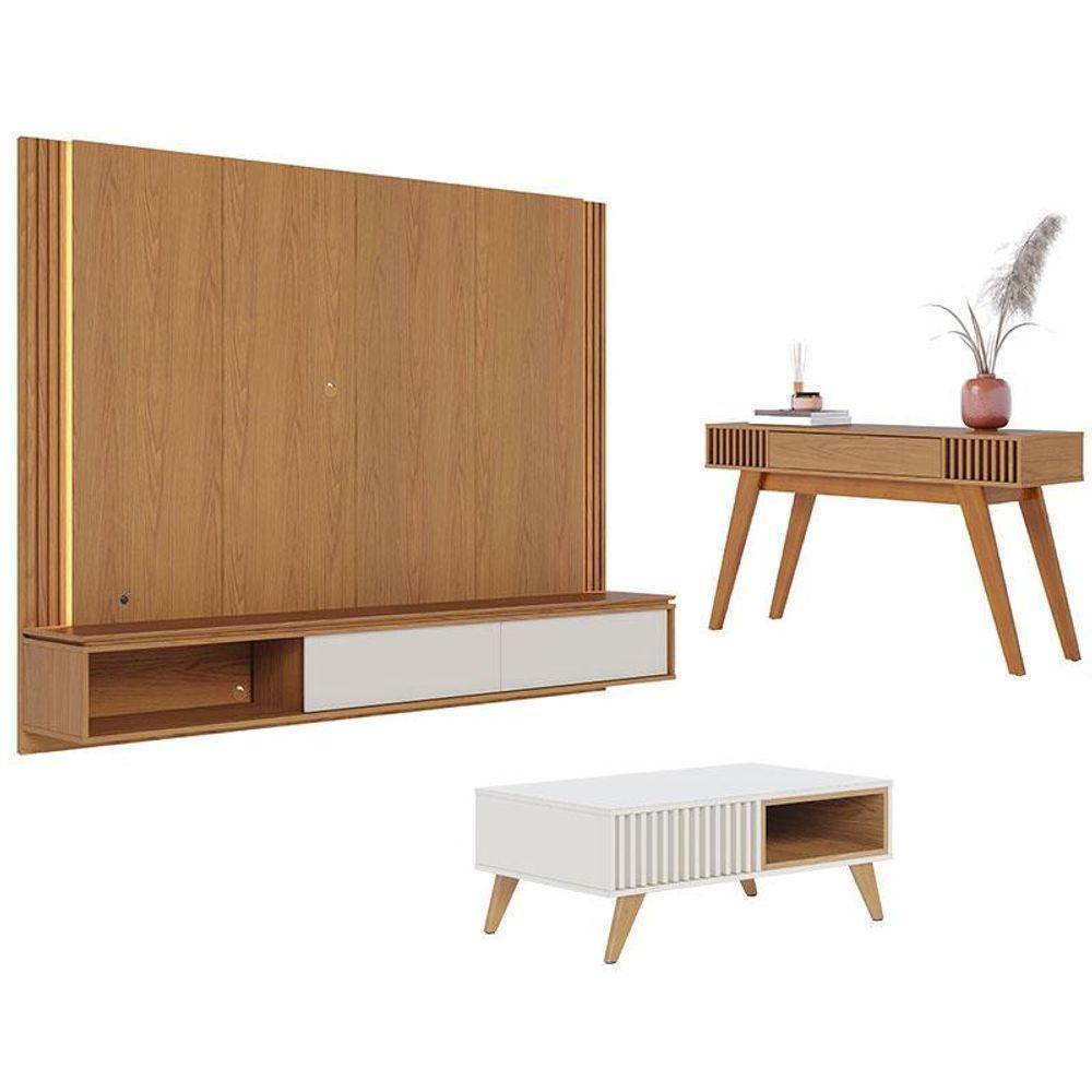 Home Suspenso Loa Freijó Off White Com Mesa De Centro Jeri Off White Freijó E Aparador Riviera Freijó - Colibri - 1