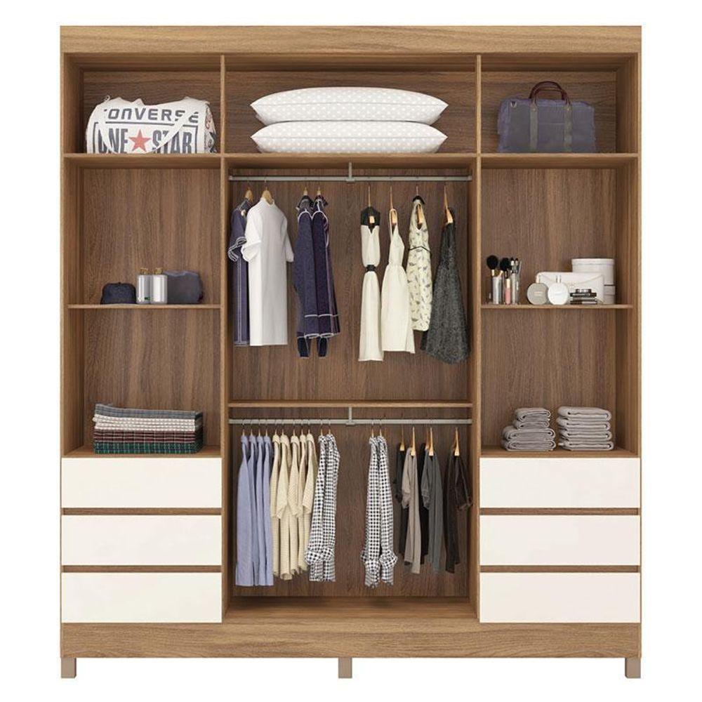 Guarda Roupa Casal Sofia 4 Portas Com Espelho Amendola Off White - Demobile - 2