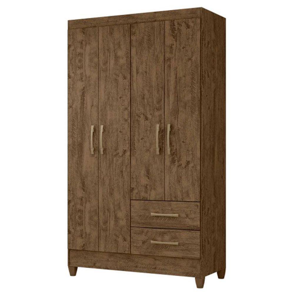 Guarda Roupa Solteiro Chile Com Cômoda Vênus E Armário Multiuso New íris Castanho Wood - Moval - 2