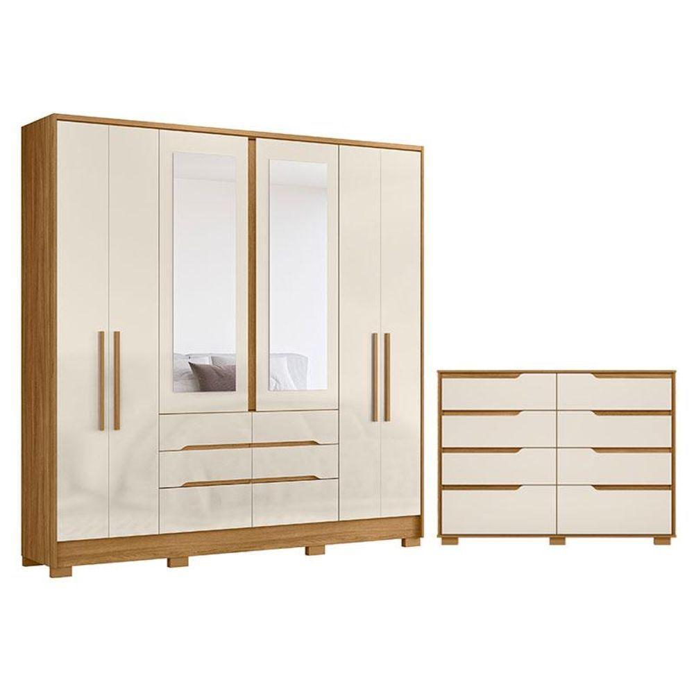 Guarda Roupa Casal San Francisco E Cômoda Georgia Freijó Off White - Moval - 1