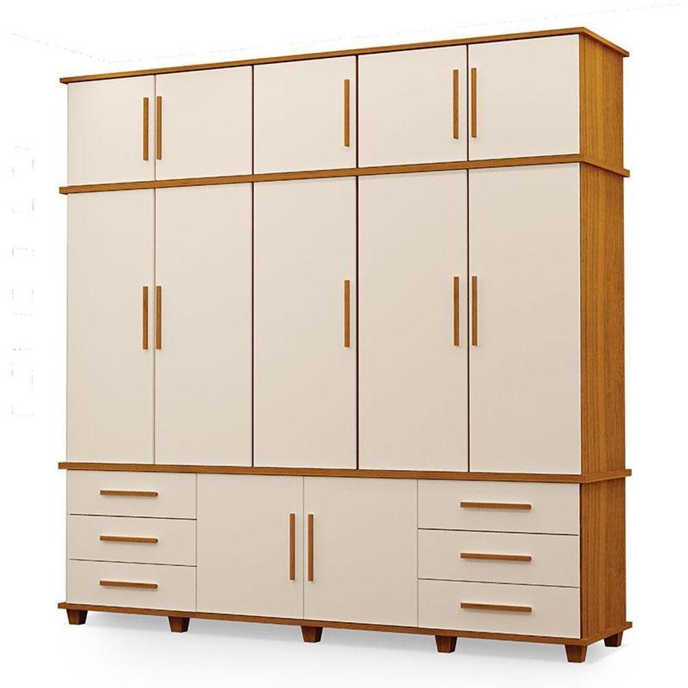 Guarda Roupa Casal Londres 5 Portas Ambiente Freijó Off White - Luapa Móveis - 2
