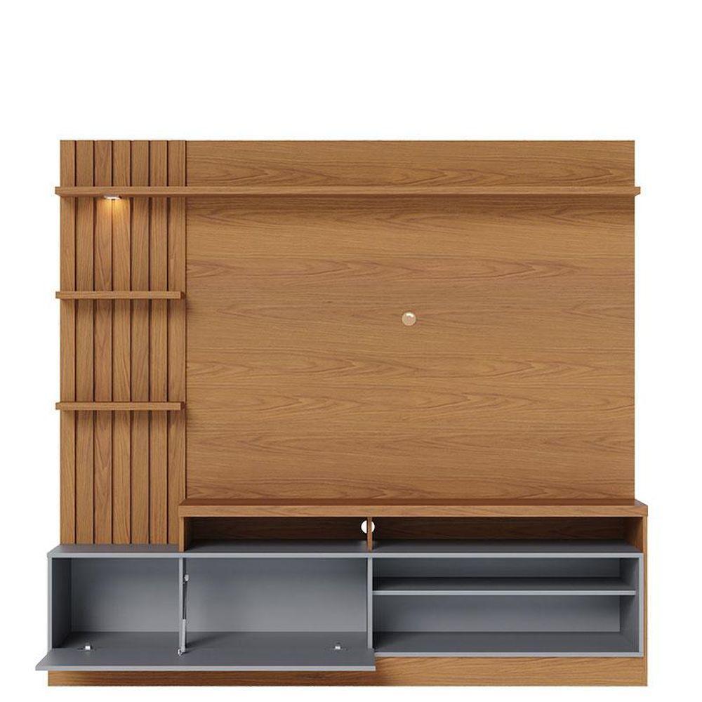 Estante Home Theater Maceió Com Pés Freijó Cinza Acetinado E Aparador Riviera Freijó - Colibri - 3