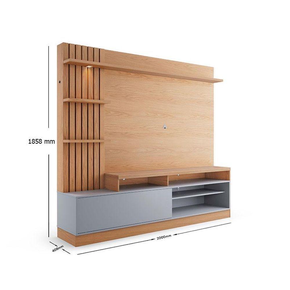 Estante Home Theater Maceió Com Pés Freijó Cinza Acetinado E Aparador Riviera Freijó - Colibri - 4