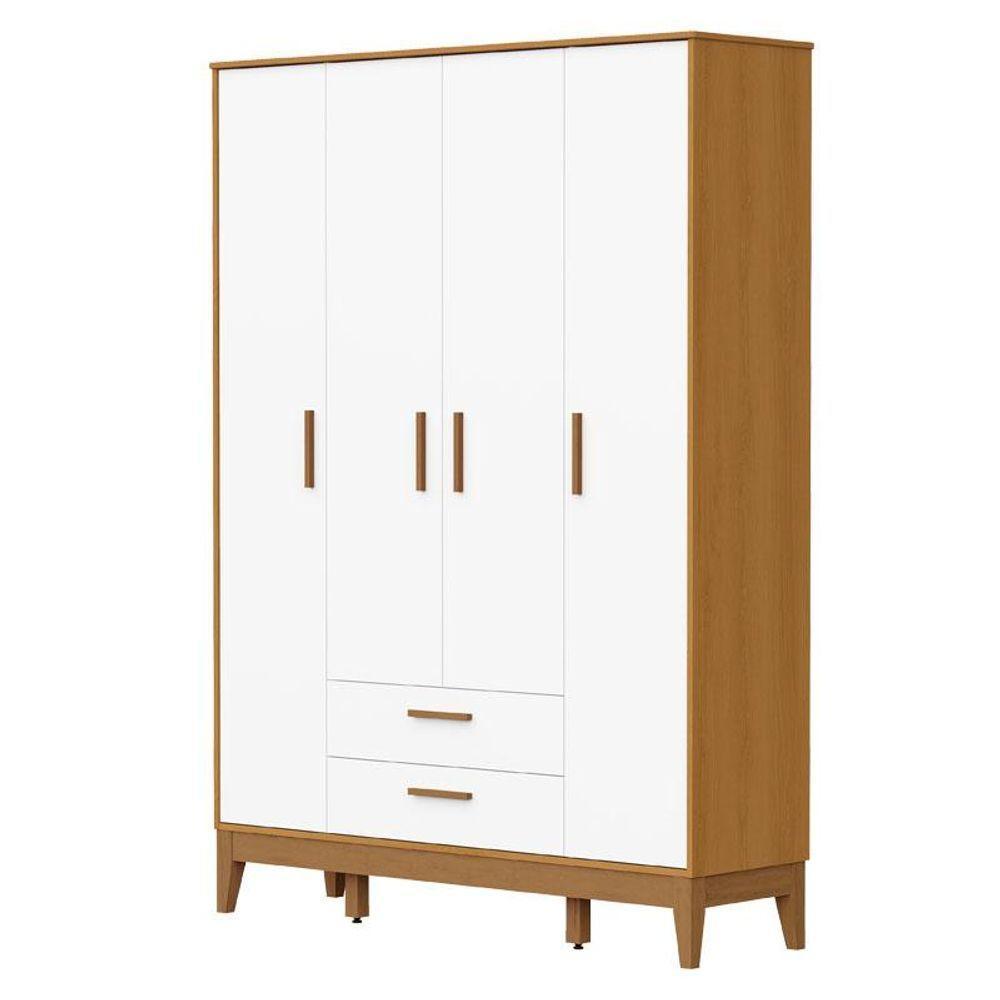 Guarda Roupa Infantil Flip 4 Portas Com Cômoda Gaveteiro Infantil Flip Branco Acetinado Savana - Reller - 2