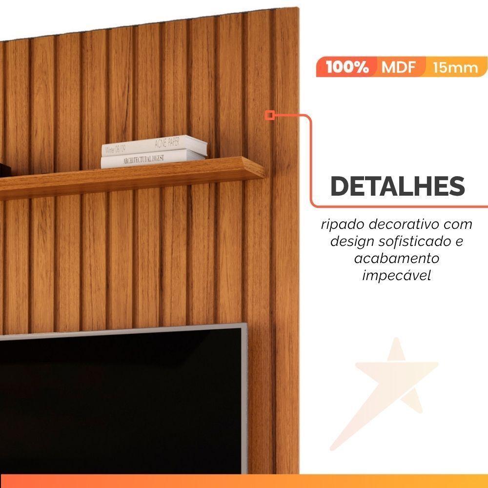 Painel Para Tv Até 65 Polegadas 1,83m Ripado Autêntico Com Led E Nicho Montreal Madeirado/off White - 5