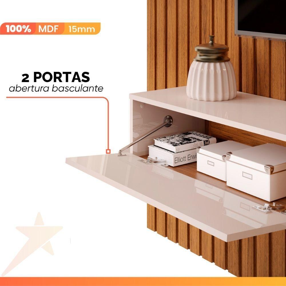 Painel Para Tv Até 65 Polegadas 1,83m Ripado Autêntico Com Led E Nicho Montreal Madeirado/off White - 6