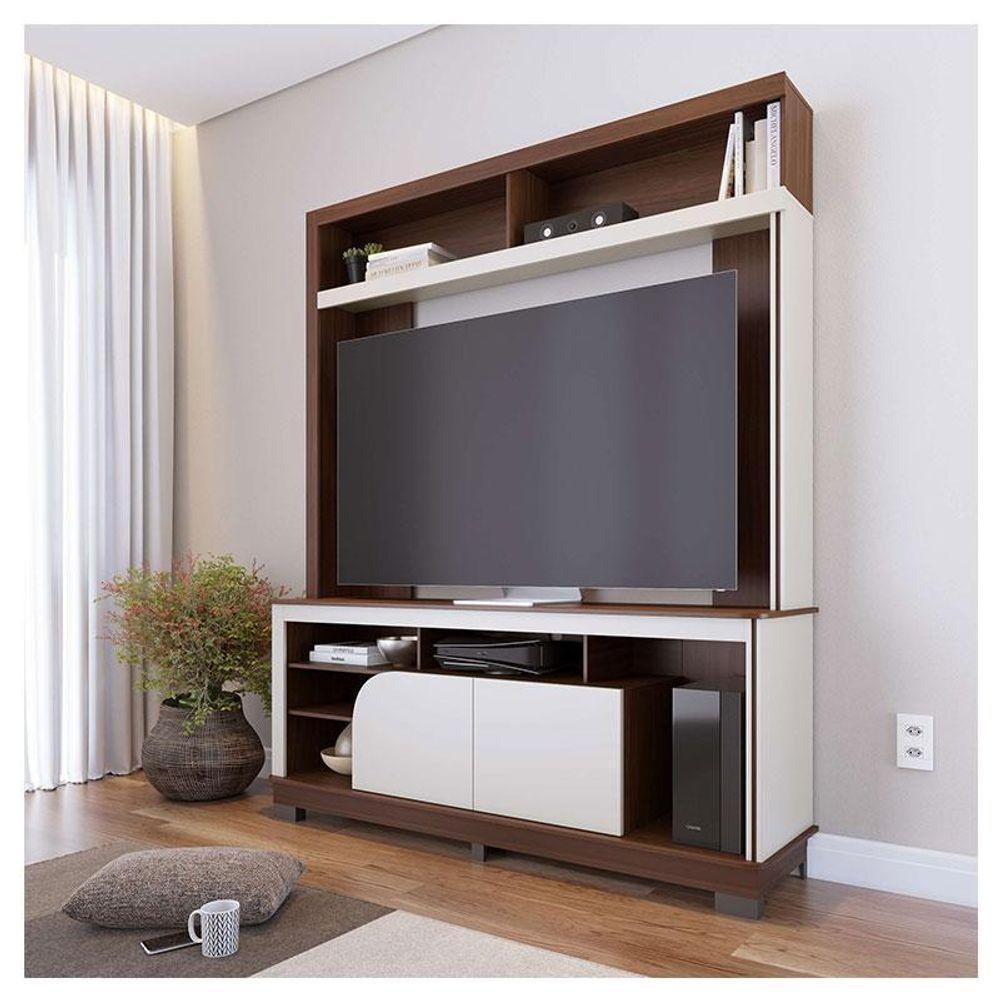 Estante Home Theater Ambiente Belaya Nogueira Real Off White Matte - Colibri - 1