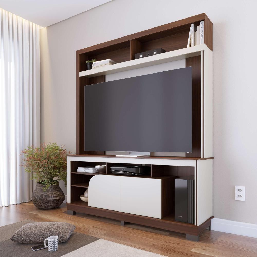 Estante Home Theater Ambiente Belaya Nogueira Real Off White Matte - Colibri - 4