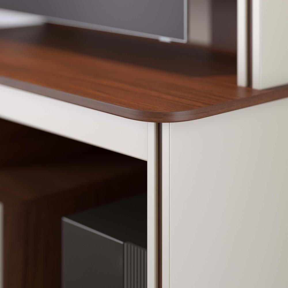 Estante Home Theater Ambiente Belaya Nogueira Real Off White Matte - Colibri - 7