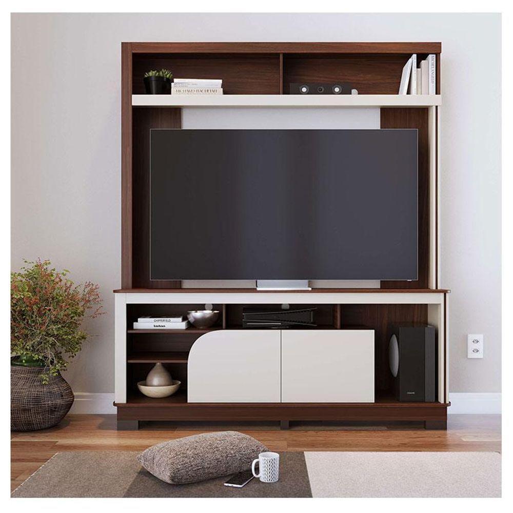 Estante Home Theater Ambiente Belaya Nogueira Real Off White Matte - Colibri - 8