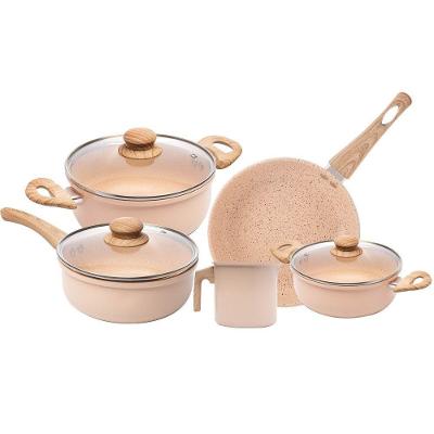 Jogo De Panelas Indução Chef 5 Peças Bege Em Alumínio Com Revestimento Cerâmico Lyor