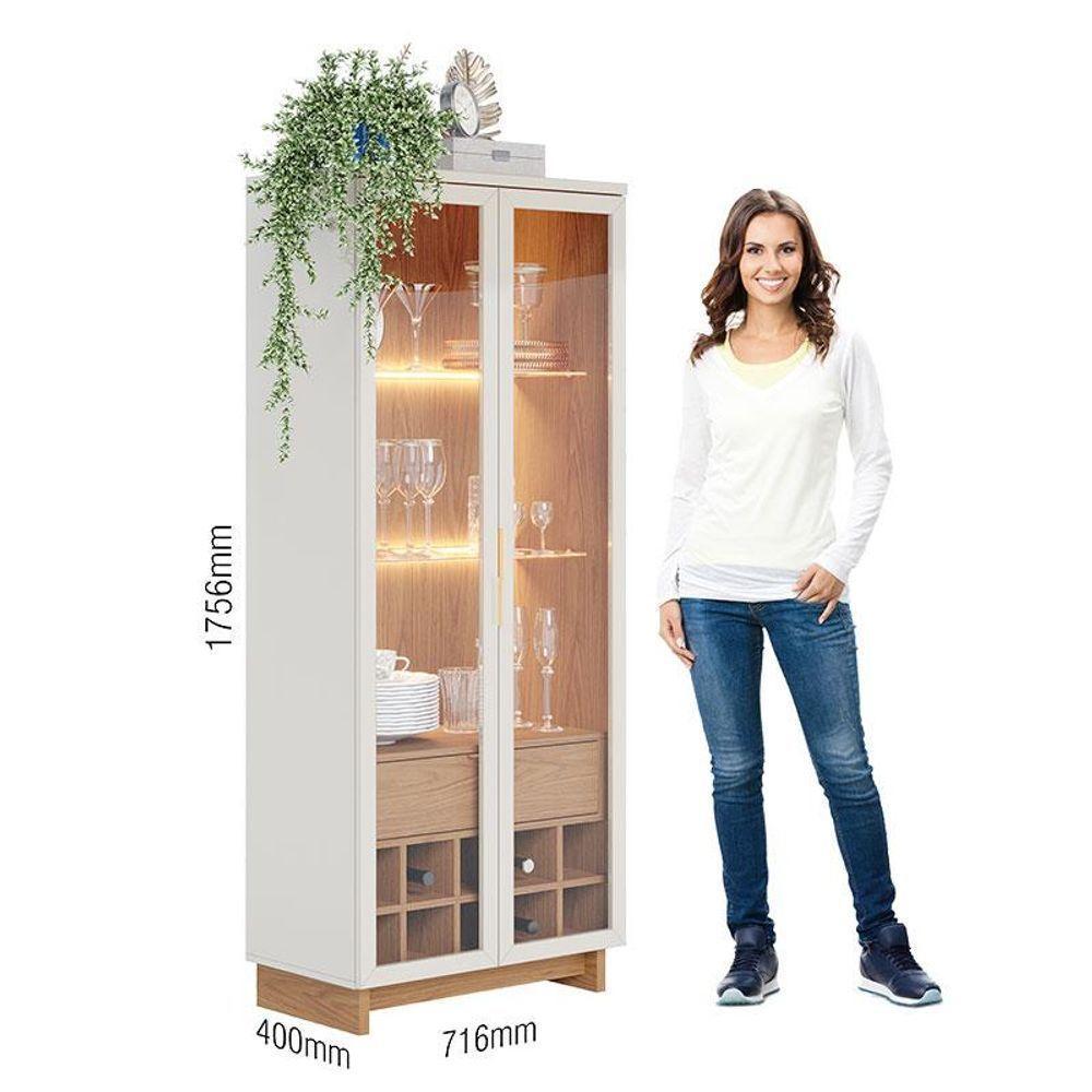 Cristaleira Guanabara Off White Freijó Com Aparador Buffet Jurerê Off White Matte Freijó - Colibri - 4