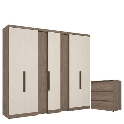 Guarda Roupa Casal Selecto 7 Portas Rustic Off White E Cômoda Gaveteiro Condessa Cappuccino - Thb