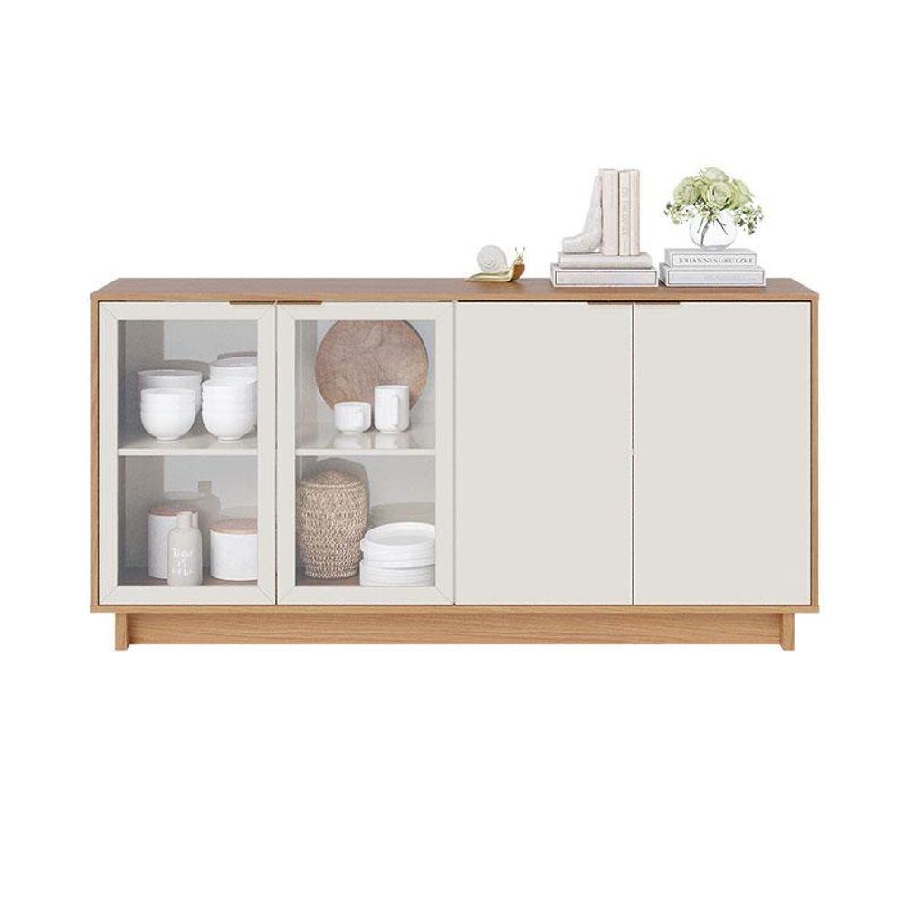 Cristaleira Jurerê Off White Matte Freijó Com Aparador Para Sala Buffet Vitória Freijó Off White - Colibri - 5