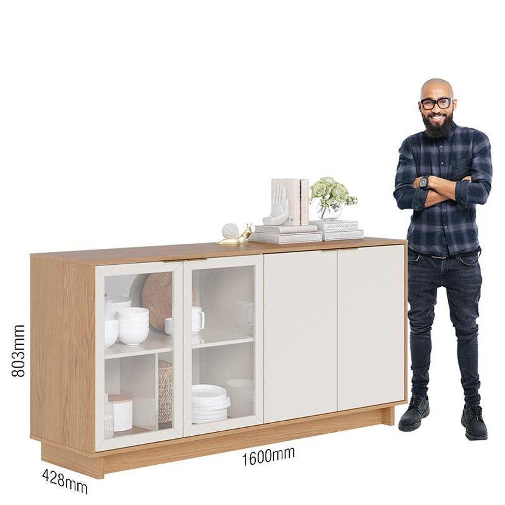 Cristaleira Jurerê Off White Matte Freijó Com Aparador Para Sala Buffet Vitória Freijó Off White - Colibri - 7