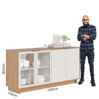 Cristaleira Jurerê Off White Matte Freijó Com Aparador Para Sala Buffet Vitória Freijó Off White - Colibri - 7