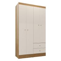 Guarda Roupa Solteiro Versa 4 Portas Com Armário Multiuso Luna Freijó Off White Fosco - Kits Paraná - 2