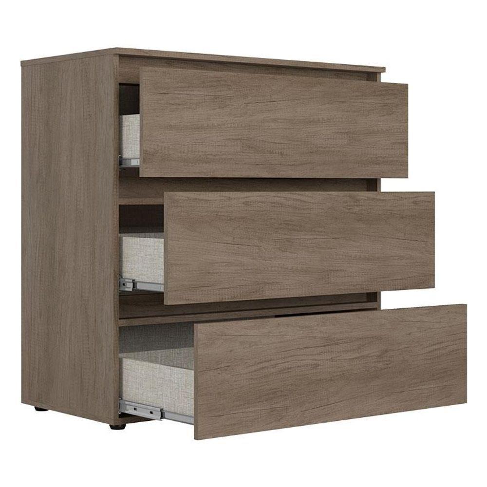 Guarda Roupa Solteiro Nobre Glass 4 Portas Off White E Cômoda Gaveteiro Condessa Rustic Acetinado - Thb - 6