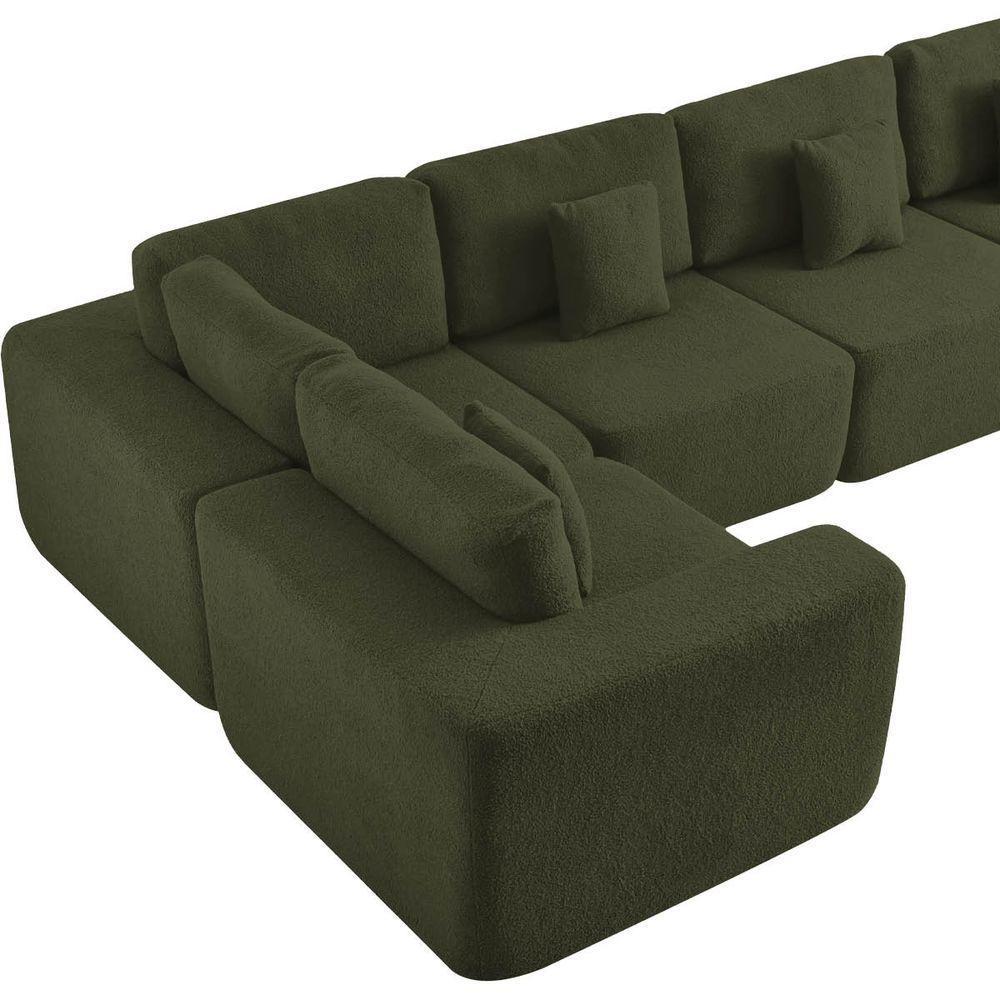 Kit Sofá Modular 5 Lugares Moderno Curvo Orgânico Adapt Linho - Amarena Móveis Verde - 9