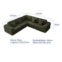 Kit Sofá Modular 5 Lugares Moderno Curvo Orgânico Adapt Linho - Amarena Móveis Verde - 3