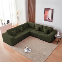 Kit Sofá Modular 5 Lugares Moderno Curvo Orgânico Adapt Linho - Amarena Móveis Verde - 7