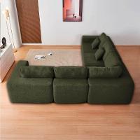 Kit Sofá Modular 5 Lugares Moderno Curvo Orgânico Adapt Linho - Amarena Móveis Verde - 10