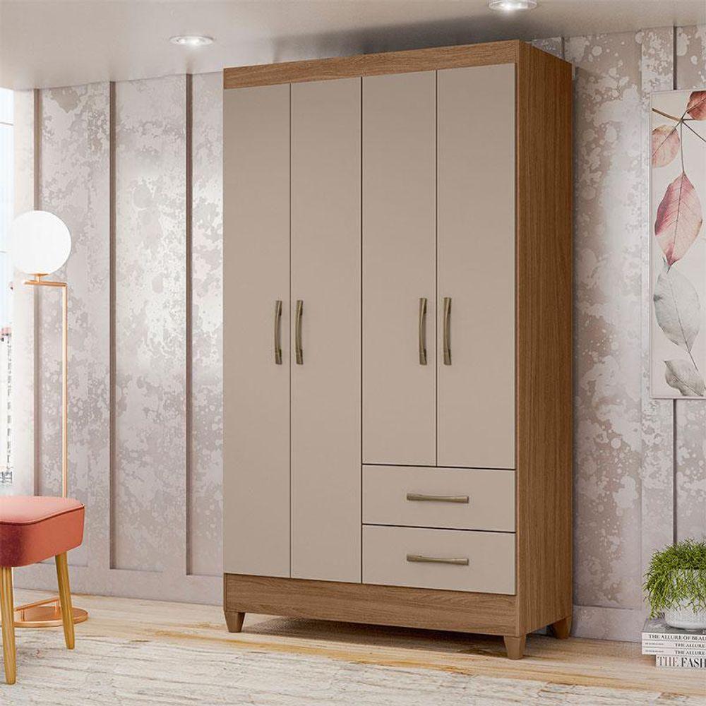 Guarda Roupa Solteiro Chile 4 Portas Carvalho Fendi - Moval - 3