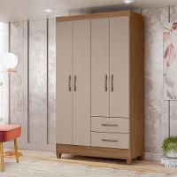 Guarda Roupa Solteiro Chile 4 Portas Carvalho Fendi - Moval - 3