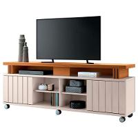 Rack Bancada Rivera 1.8 Com Mesa De Centro Sky Com Tampo De Vidro Cinamomo Off White - Hb Móveis - 2