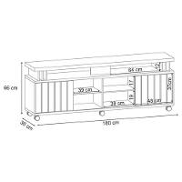 Rack Bancada Rivera 1.8 Com Mesa De Centro Sky Com Tampo De Vidro Cinamomo Off White - Hb Móveis - 3