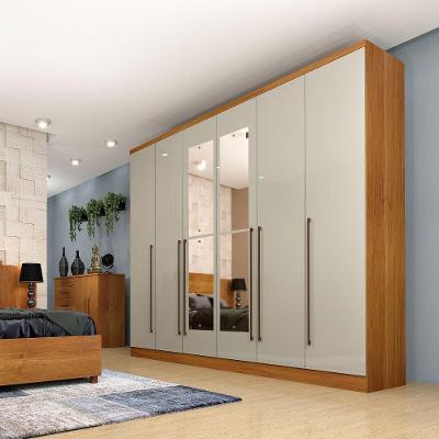 Guarda Roupa Sevilla Casal 6 Portas Com Espelho Tcil Cor:cinamomo-off