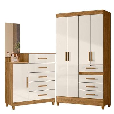 Guarda Roupa Solteiro Sobral E Cômoda Lisboa Freijó Off White - Moval