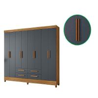 Guarda Roupa Roupeiro Casal Quarto Florida 8 Portas 4 Gavetas Freijo Com Cinza - Moval