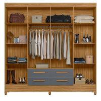 Guarda Roupa Roupeiro Casal Quarto Florida 8 Portas 4 Gavetas Freijo Com Cinza - Moval - 5