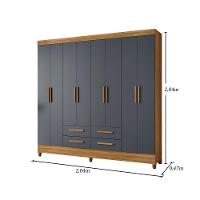 Guarda Roupa Roupeiro Casal Quarto Florida 8 Portas 4 Gavetas Freijo Com Cinza - Moval - 6