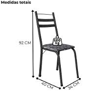 Kit 2 Cadeiras Tubular America 061 Cromo Preto Assento Mosaico Silver Artef - 3