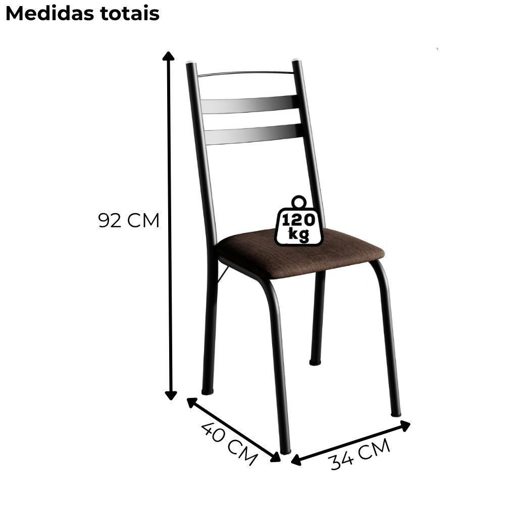 Kit 2 Cadeiras Tubular America 061 Preto Assento Madeira Imbuia Artef - 3