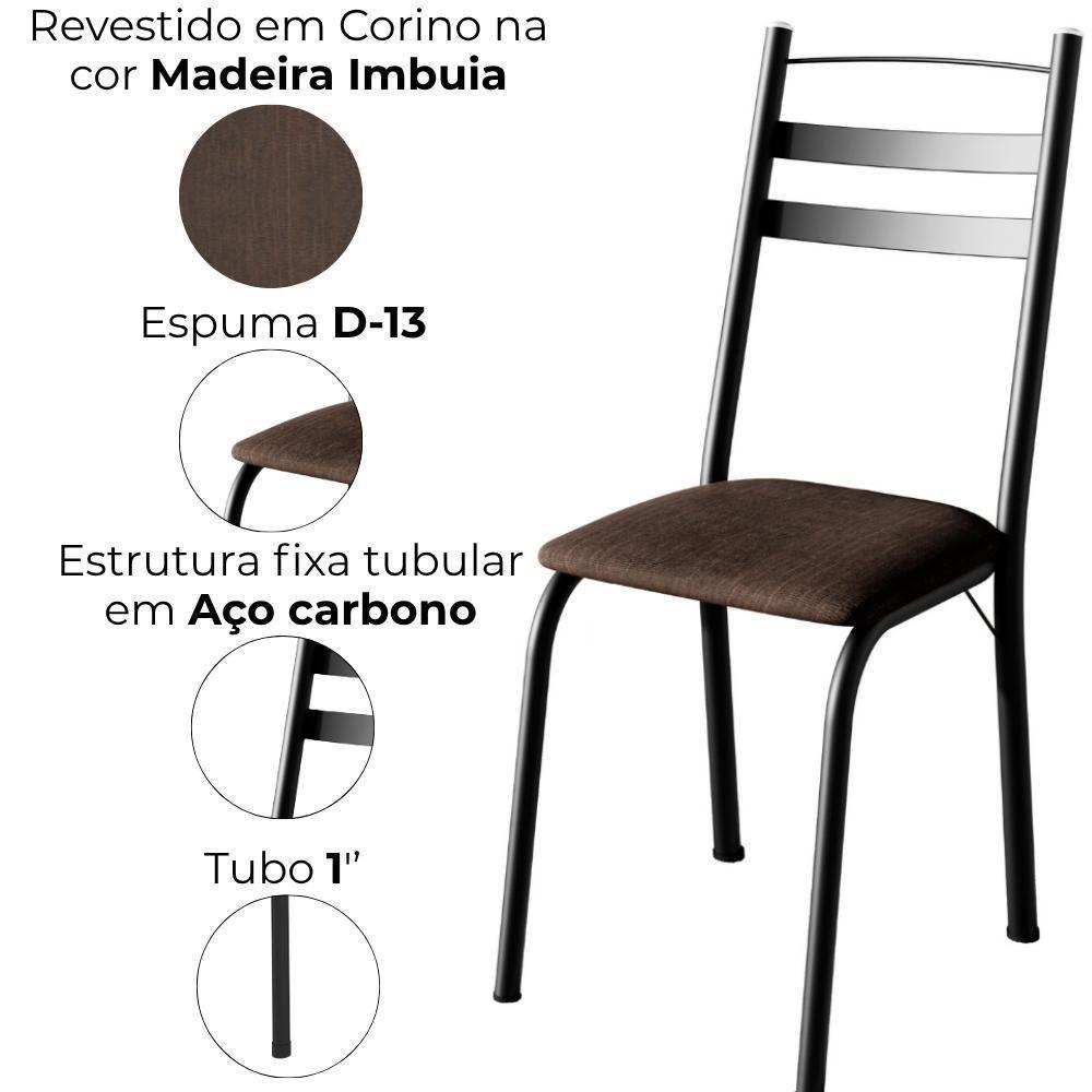 Kit 2 Cadeiras Tubular America 061 Preto Assento Madeira Imbuia Artef - 5