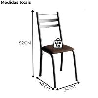 Kit 2 Cadeiras Tubular America 061 Preto Assento Madeira Imbuia Artef - 3