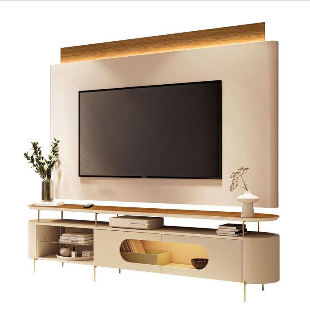 Rack Bancada ária Com Painel Suspenso Nobre Cinamomo Off White - Hb Móveis - 1