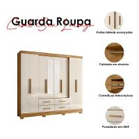 Guarda Roupa Casal San Lorenzo Com Espelho E Cômoda Lisboa Freijó Off White - Moval - 3