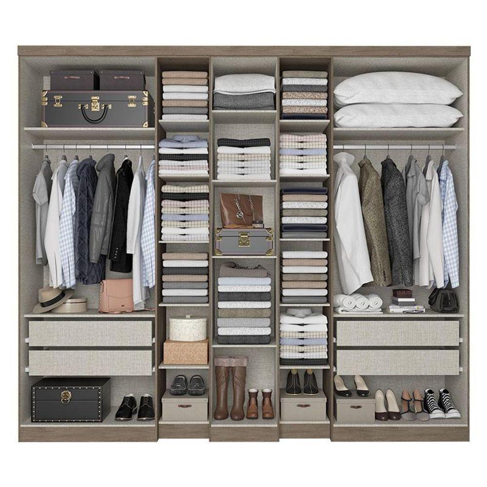 Guarda Roupa Casal Selecto Glass 7 Portas Rustic Off White E Cômoda Gaveteiro Condessa Rustic - Thb - 5