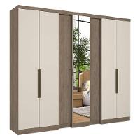 Guarda Roupa Casal Selecto Glass 7 Portas Rustic Off White E Cômoda Gaveteiro Condessa Rustic - Thb