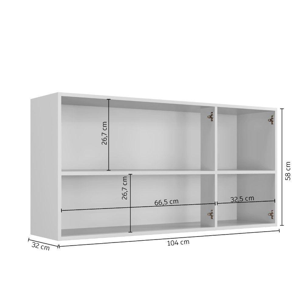 Armário Aéreo Ônix 3 Portas Arte Móveis Branco - 6
